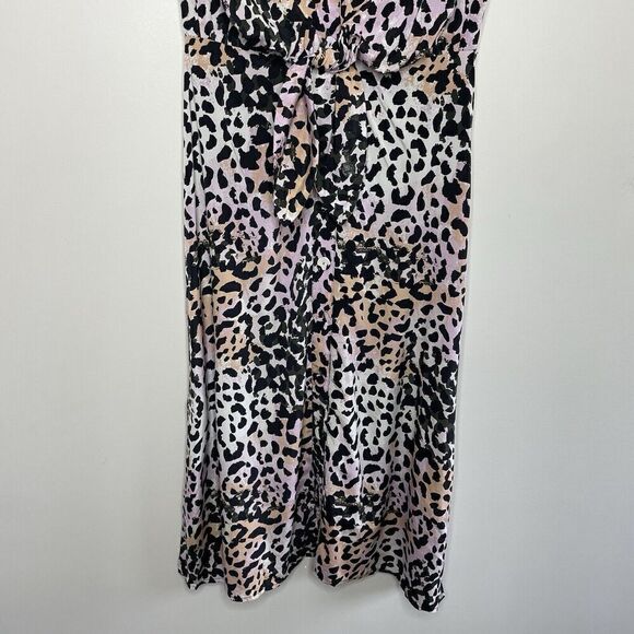 VERONICA BEARD Amani Dress Women 2 Silk Button Front Midi Leopard Print Stretch - Picture 6 of 16
